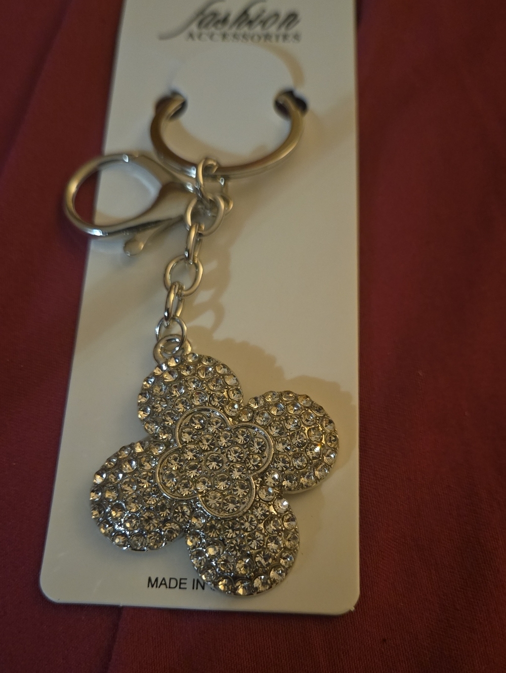 Fancy Bling Silver Crystal Flower Keychain/Bag Charm
